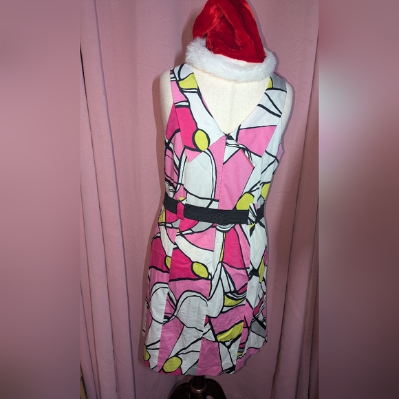 LANE BRYANT Sleeveless Abstract Belted Dress 18 - Picture 3 of 9